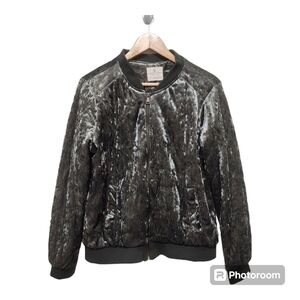 Jade & Ivory Green Shiny Bomber Jacket Size L